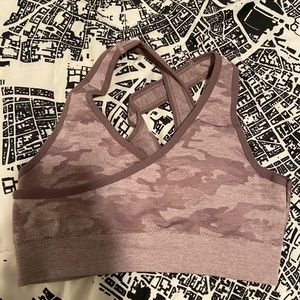Purple dupe gymshark camo bra